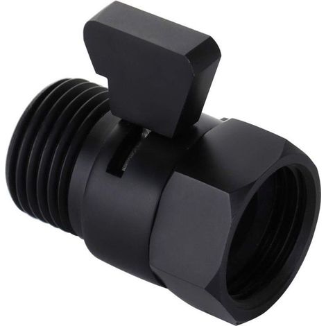 Robinetterie de douche réglable en laiton brossé noir mat, vanne d’arrêt avec réglage précis du débit, raccord standard G1/2 (1/4)