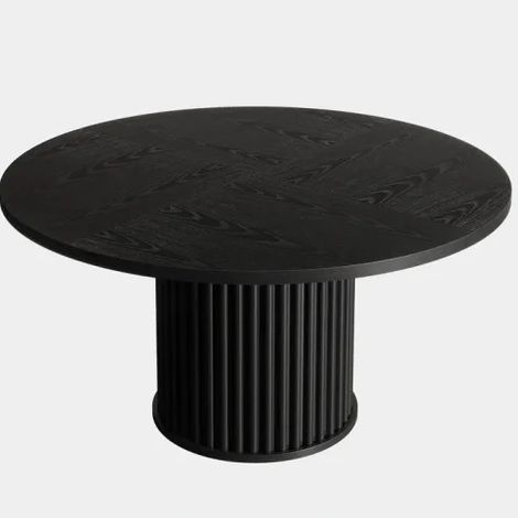 Mesa de comedor redonda negra de MDF y metal 120 cm (1/5)