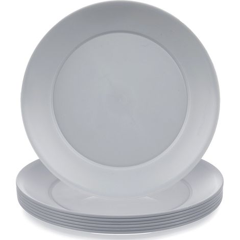 6 flache, wiederverwendbare Plastikteller für Picknicks (1/5)