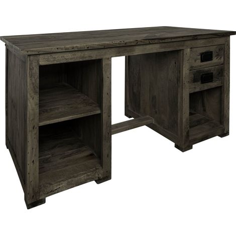 scrivania in legno di Mango 140x80x76 grigio scuro laccato RAILWAY