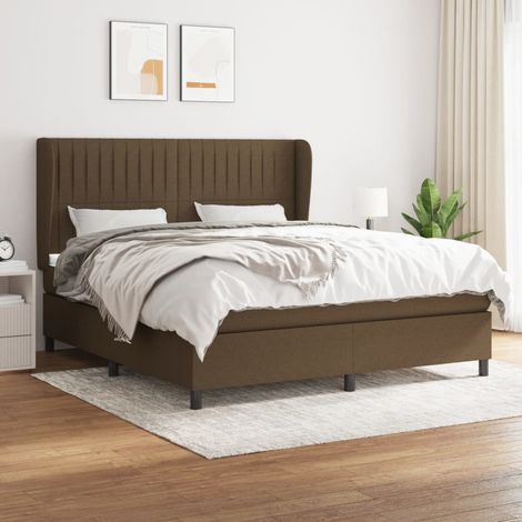 Lit adulte Contemporain  Lit à sommier tapissier avec matelas Marron foncé 160x200 cm 30728 (1/5)
