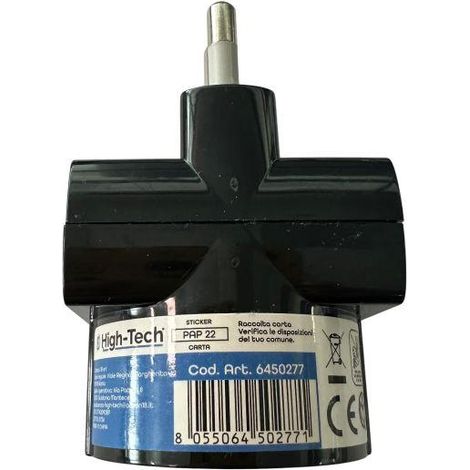 HIGH-TECH ADATTATORE SCHUKO TRIPLO NERO SPINA S17 16A 2P+T /2 PRESA BIPASSO P17/11 10/16A 2P+T/ 1 PRESA P30 2P+T