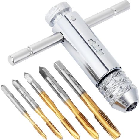 Gewindebohrer und Schneideisen, Linksgewindebohrer-Set, Handgewindebohrer, verstellbare Ratsche, T-Griff-Gewindebohrerschlüssel, HSS-Gewindeschneidwerkzeuge (metrisch) M3 M4 M5 M6 M8