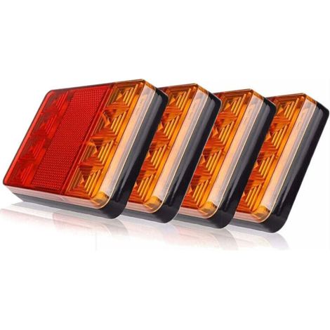 Luces traseras LED universales impermeables para remolque, camión, caravana, furgoneta o barco – Paquete de 4 (12 V, 8 LED)