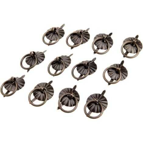 12 pièces petit anneau tire poignée boutons Antique Mini pour commode tiroir bijoux boîte en bois coffret coffre cadeau boîte à bagues (1/5)