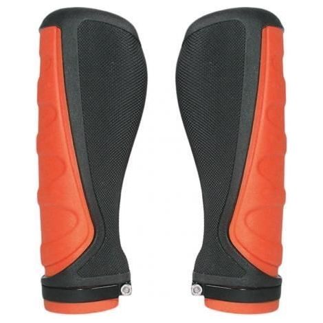 Fahrradzubehör, 1 Paar ergonomische, komfortable, ultraleichte und rutschfeste Lenkergriffe aus Gummi – Orange/Schwarz (1/4)