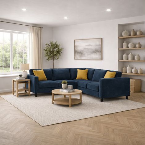 Ecksofa Kale Velvet Blau