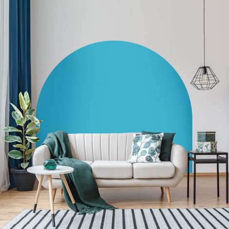 Autocollant Lit Tête de Lit Arche Stickers Muraux Papier Peint Demi Cercle pour Décoration Salon et Chambre L180 x H150 cm Bleu Ciel (1/5)