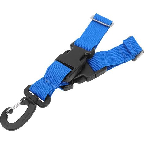 Sangle ajustable bleue pour palmes de plongée, boucle rapide, accessoire de rangement équipement plongée.