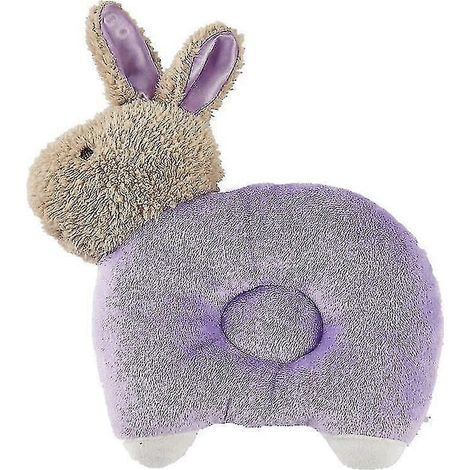 Oreiller rond violet en forme de lapin pour nouveau-né, motif animal adorable, oreiller anti-retournement pour bébé (1/4)