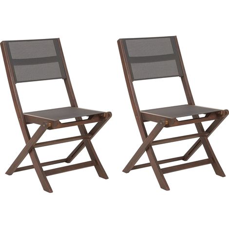 Set of 2 Garden Chairs CESANA Acacia Wood Dark Brown (1/5)