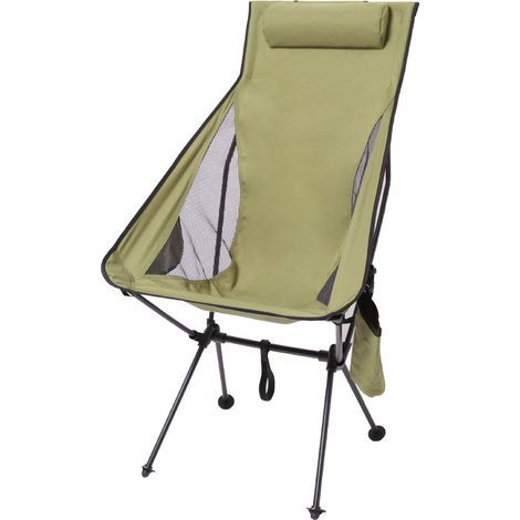 Ultraléger Haut Retour Chaise Pliante Camping, Mise à Niveau avec Amovible Oreiller, Poche latérale et Sacoche de Transport, Compact et Robuste pour l'extérieur, Camping (Ensemble de 1 Vert) (1/5)
