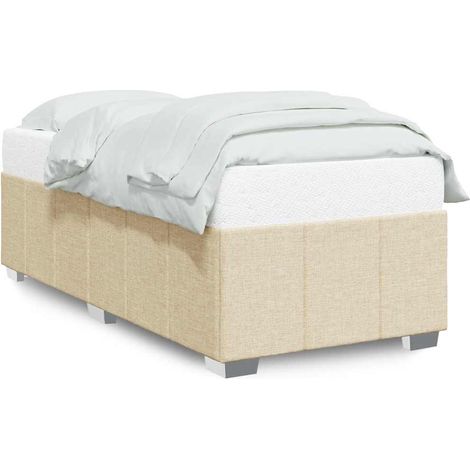 Lit simple Lit adulte Cadre de lit sans matelas crème 100x200 cm tissu (1/5)