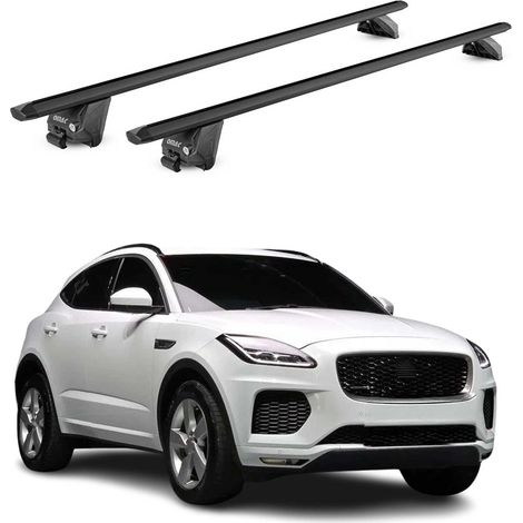OMAC Barres de toit aluminium certifiées TÜV pour Jaguar E-Pace 2018-2024 – Pour rails de toit intégrés – Rainure en T – Charge max 100 kg – 2 antivols Noir (1/4)