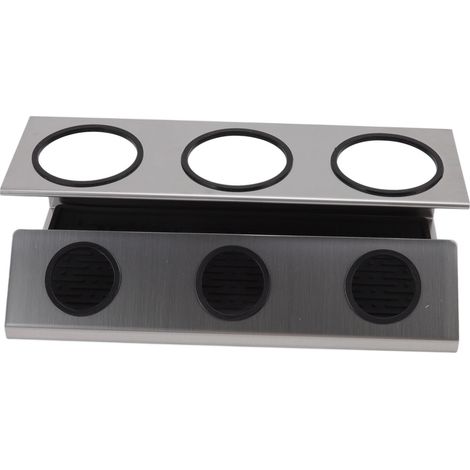 Égouttoir à bouteilles en acier inoxydable 304 avec coussinet en silicone argenté et 3 trous pour bouteilles de soda, idéal pour la cuisine. (1/5)