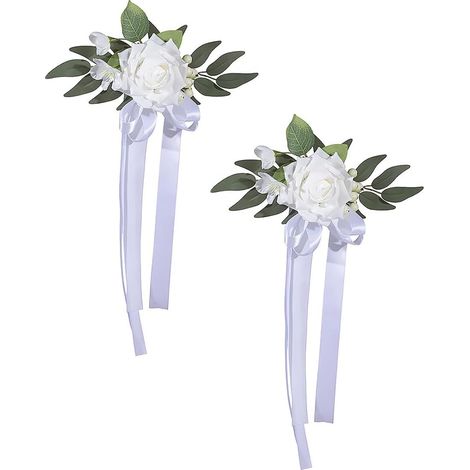 2 Pièces Noeuds de Voiture en Soie, Décoration Voiture Mariage, Simulation de Rose, Nœud de Voiture avec Attaches à Ventouse, pour Chaises en Plein Air, Activités de Fête et Rétroviseur (1/5)