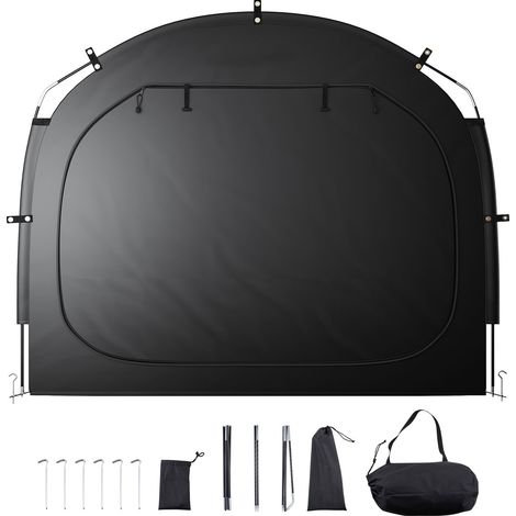 Tente de rangement pour vélos, capacité 5 vélos, spacieuse et ventilée, imperméable, installation facile, fibre de verre haute résistance, double fermeture éclair. (1/5)