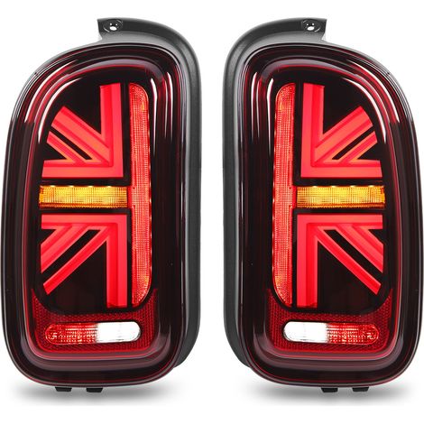 Rote LED JCW Union Jack Rückleuchten mit Blinkern, Positionsleuchten, Rückfahrscheinwerfern und Nebelscheinwerfern für Honda Clubman R55 (2007-2014). (1/5)