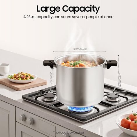 90kpa épaississement anti - déflagrant autocuiseur, réservoir à pression cylindrique autocuiseur à riz avec compteur de vapeur, cuisine mijoter manuel multifonction pot, capacité 23qt (1/5)