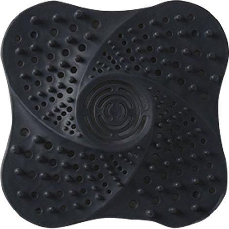 Couvercle de bonde de douche anti-cheveux, filtre réutilisable en silicone noir, pour salle de bain et cuisine. (1/5)