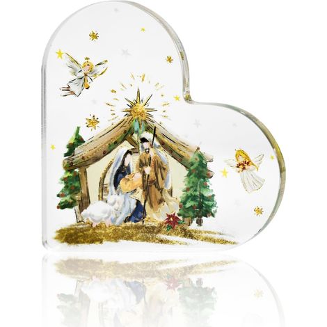 Plaque décorative cœur cristal en acrylique, objet souvenir raffiné, cadeau idéal pour elle ou lui（10 cm) (1/4)