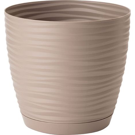 Sahara Petit Blumentopf mit Untersetzer 15 grau-beige FORM-KUNSTSTOFF