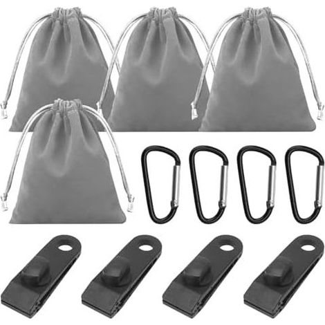 Set mit 4 tragbaren Gewichtssäcken mit Karabinern und Clips, geeignet zur Befestigung von Pavillonbeinen, Zelten, Tischdecken, Terrassenüberdachungen, Trampolinen - (1/5)