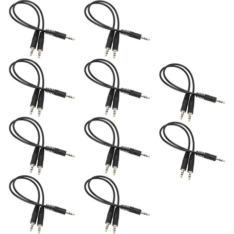Lot de 10 câbles audio 2 en 1 à double prise jack 3,5 mm (mâle vers double mâle) pour écouteurs et microphone. (1/5)