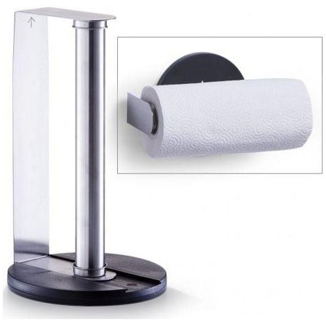 Zeller Soporte para rollos de cocina moderno negro acero inoxidable