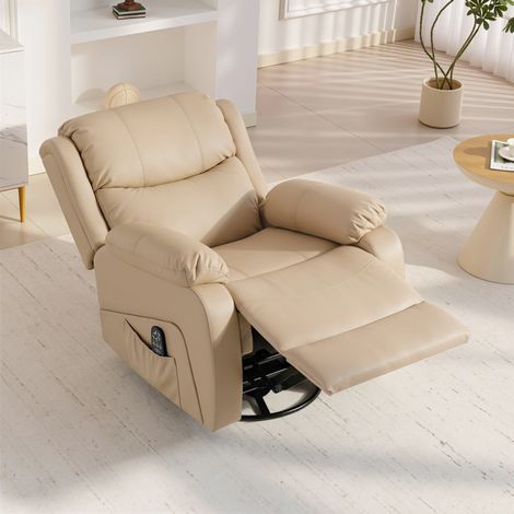 Relaxsessel mit 8 Massagepunkten, Heizung und Fußstütze, 87 x 97 x 100 cm, Beige