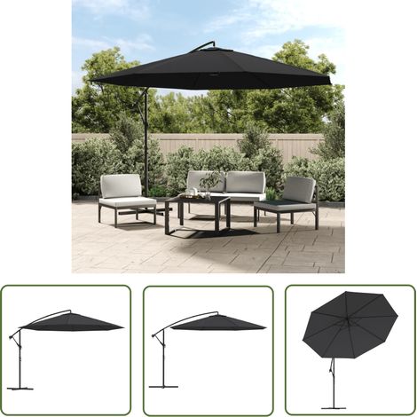 The Living Store Parasol de jardin en porte-à-faux avec mât en aluminium noir - Parasol De Jardin - Parasol Suspendu - Parasol Extérieur - Parasol Rectangulaire - Parasol Noir (1/5)