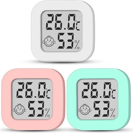 Mini Termometro Igrometro, Termo-Igrometro Digitale Indicatore di Precisione Ambientale Monitor di Temperatura e Igrometro Interno per Serra Giardino Cantina Ufficio Casa - 3 Pezzi (Colorato 3) (1/4)