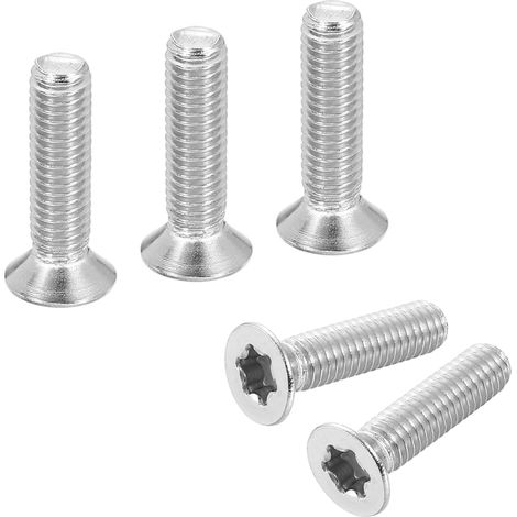 10 Pcs Vis À Tête Plate Anti-Vol Torx M6-1 x 25mm Argenté (1/5)