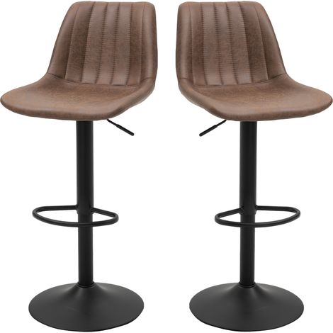 Set aus 2 Vintage-Drehhockern, höhenverstellbar, mit brauner Fußstütze