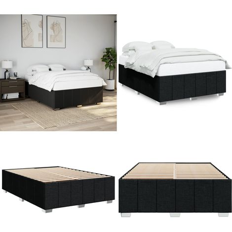 vidaXL Cadre de lit sans matelas noir 140x200 cm tissu (1/5)