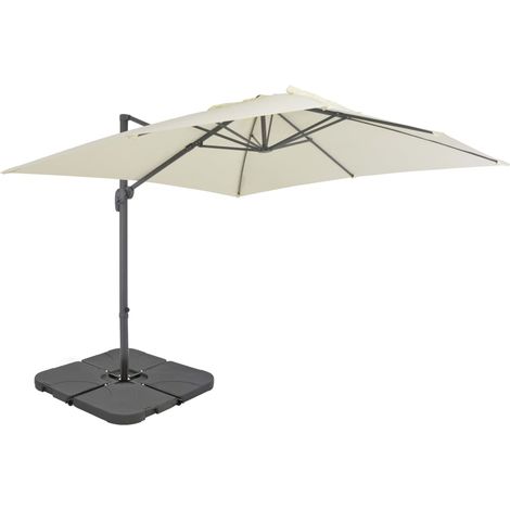 Sonnenschirm mit Tragbarem Sonnenschirmständer Sandweiß