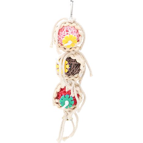 Paille tressée en plastique pour perroquet, ficelle Sepaktakraw, jouet à mâcher et à mordre, balançoire suspendue, accessoires pour Cage à oiseaux (1/5)