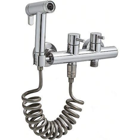 WC-Dusche mit Mischventil für Toilette mit weißer Duschpistole, femininem Hygienespray und WC-Begleiter – Alovez
