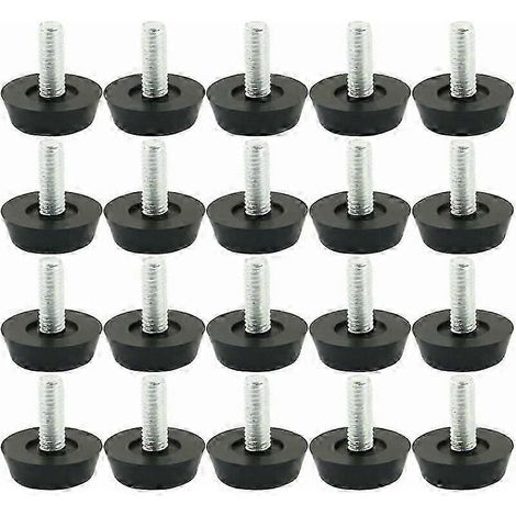 20 pieds de nivellement réglables pour meubles, pieds coulissants réglables pour meubles, pieds de table, pieds de chaise, protection de base, roulettes à vis 18 mm x M6 x 20 mm. (1/5)
