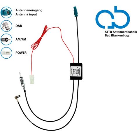 Separateur antenne AM FM DAB+ Fakra-m- vers DIN-m- SMB-f- passif