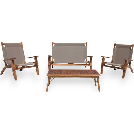 Salotto set da giardino esterno in legno di acacia con seduta in poliestere Summer Fresh (1/4)