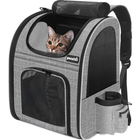 Sac à dos de transport pour animaux de compagnie extensible, sac de voyage respirant et confortable pour chat et petit chien, idéal pour la randonnée et le plein air (1/5)