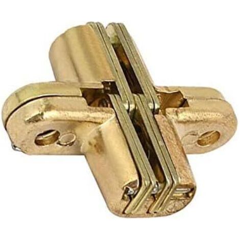 Ahlsen Charnière cachée, 1 charnière invisible 180 degrés en alliage de zinc doré invisible de porte en croix (1/5)