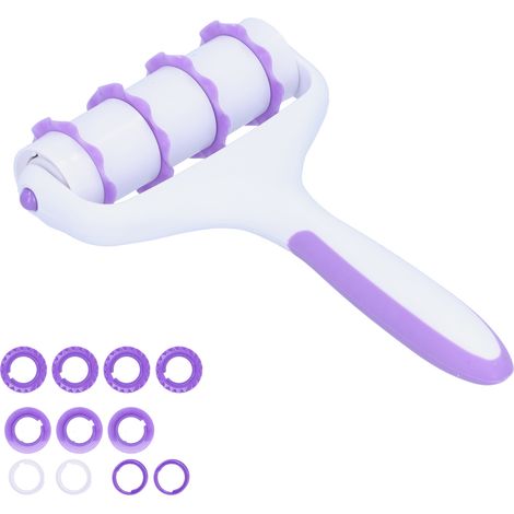Lot à 4 outils de découpe à pâte fondante : molette cannelée, rouleau à motif, emporte-pièce treillis, embosseur DIY pâtisserie (1/5)