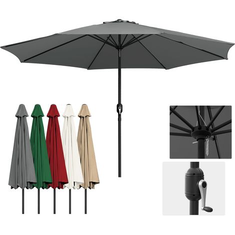 TolleTour Gartensonnenschirm 3,5 m modular – Zusammensetzbarer Sonnenschirm, wetterfest, grau