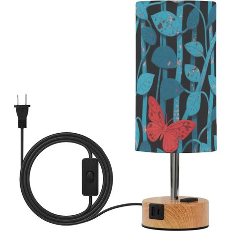 Blue Vines Red Butterflies Art Deco Touch Lampe de table chevet (1/5)