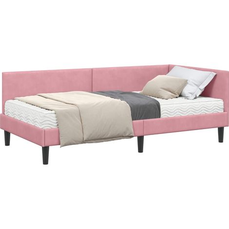 Maison Exclusive - Struttura Letto Angolare con Materasso 2 pcs Grigio Velluto (1/5)