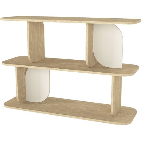 Scaffale con 2 ripiani Naturale chiaro e beige - NELERIA