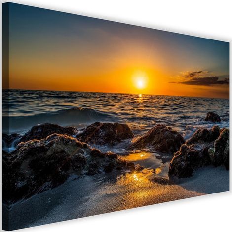 Tableau sur toile Coucher de soleil sur la plage 60x40 (1/5)