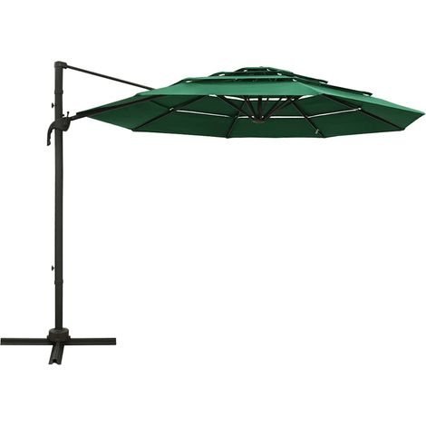 Maison Exclusive - Ombrellone a Sbalzo 4 Livelli Palo Alluminio Verde 3x3 m (1/5)